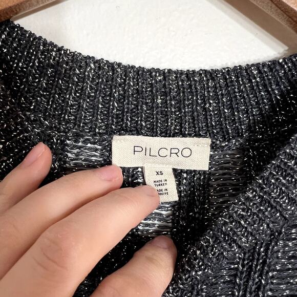 Anthropologie Pilcro Gray Shiny Open Weave Sweater - Picture 3 of 5